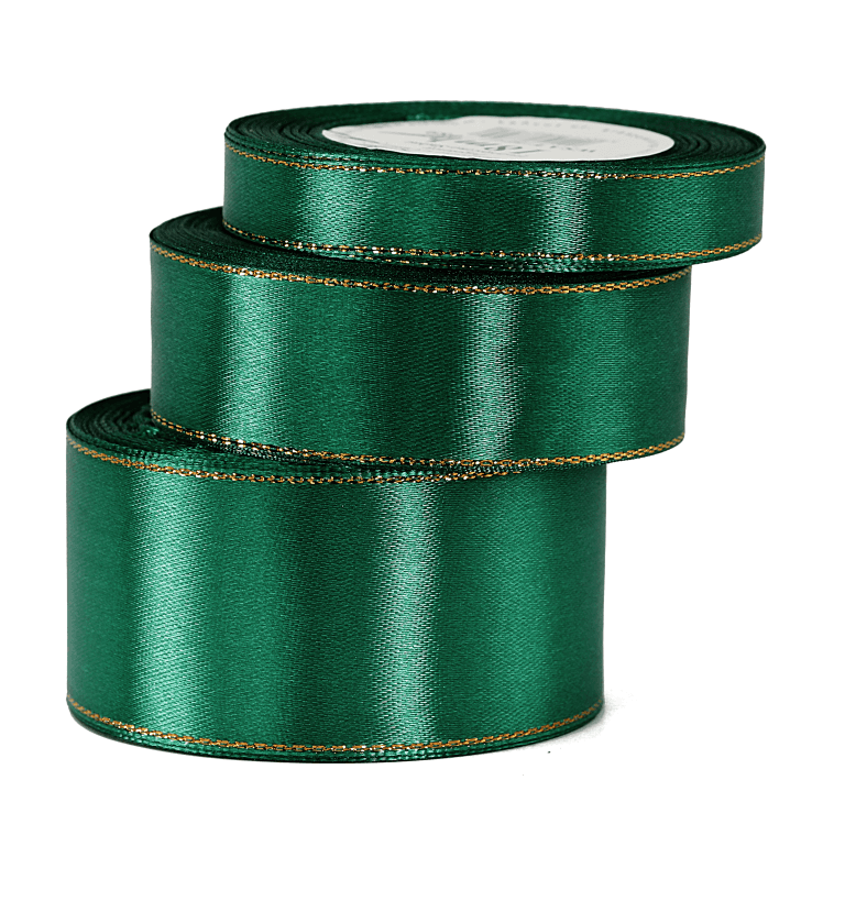 Wstążka satynowa złote pasy, 25mm/18mb, butelka