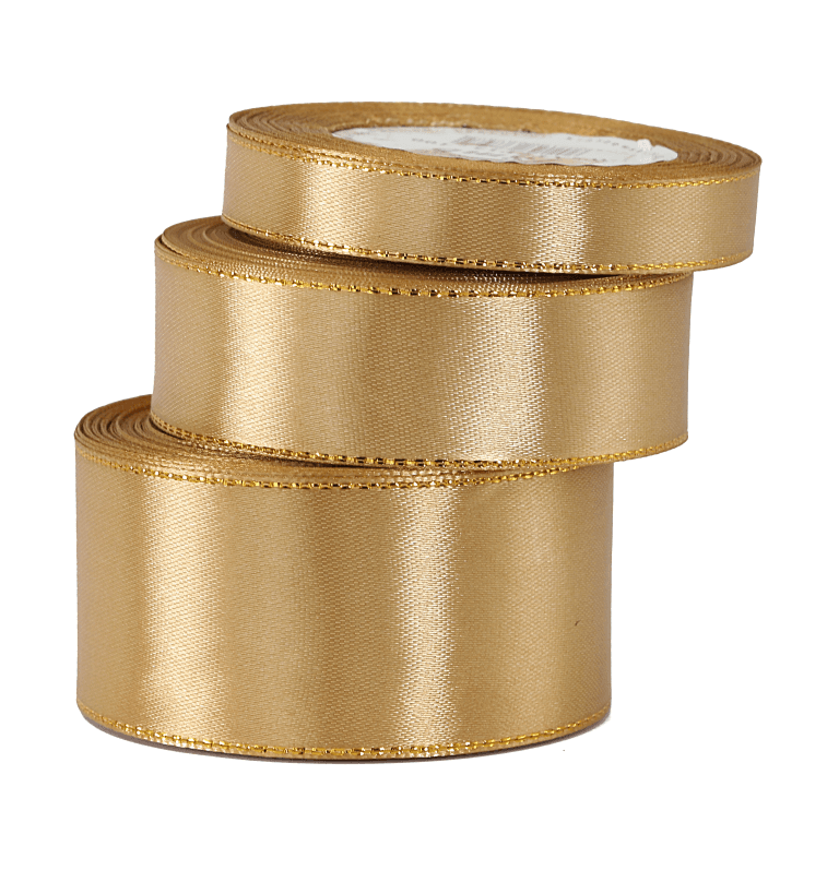 Wstążka satynowa złote pasy, 38mm/18mb, złota