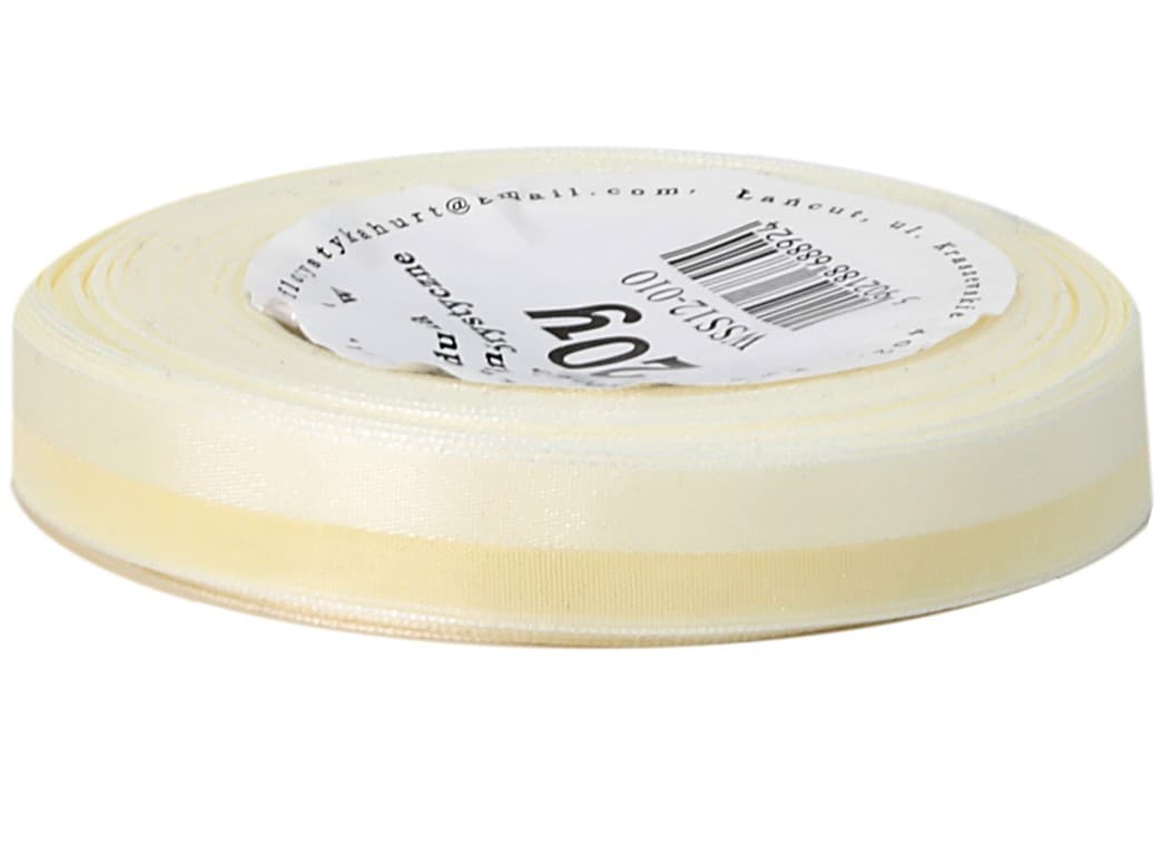 Wstążka pół atłas/ pół szyfon, 12mm/18mb, kremowa