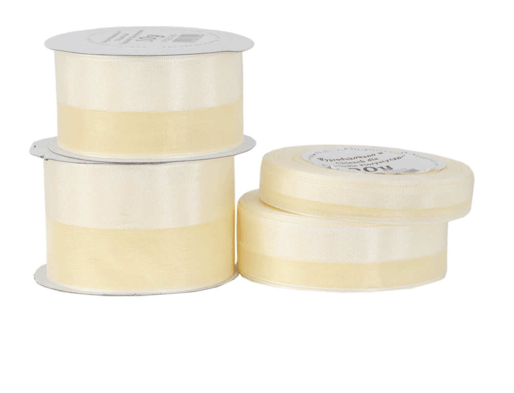 Wstążka pół atłas/ pół szyfon, 25mm/18mb, kremowa