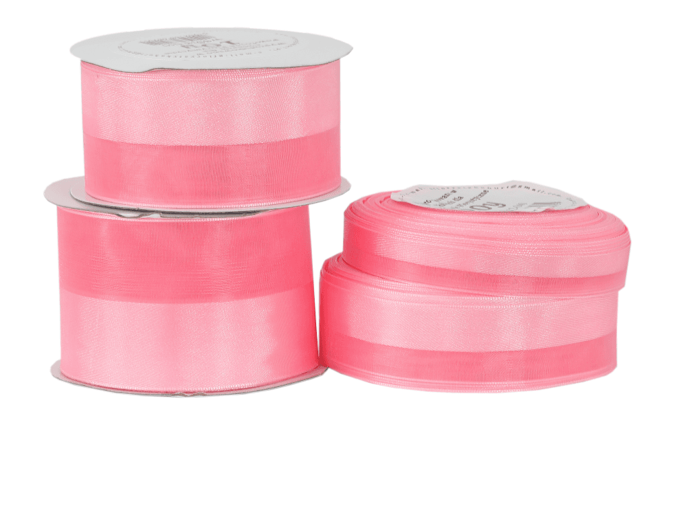 Wstążka pół atłas/ pół szyfon, 38mm/9mb, różowa