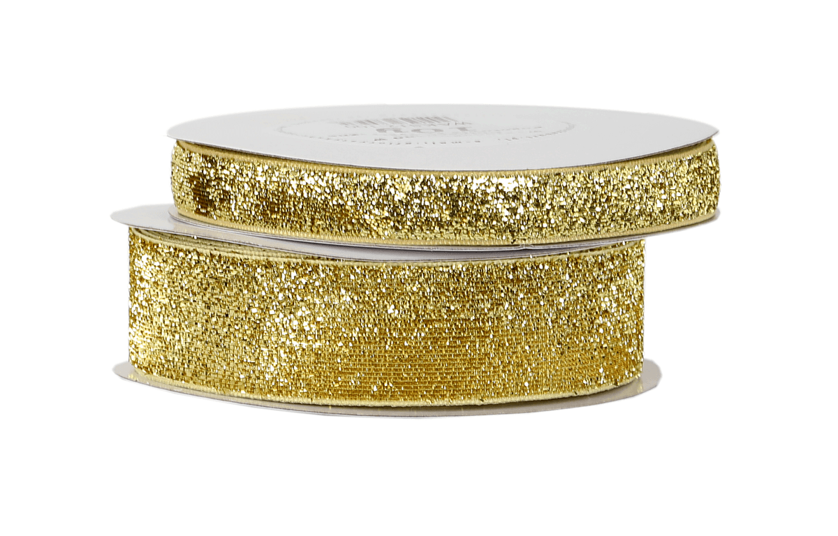 Wstążka aksamitna metalizowana, 12mm/9mb, złota