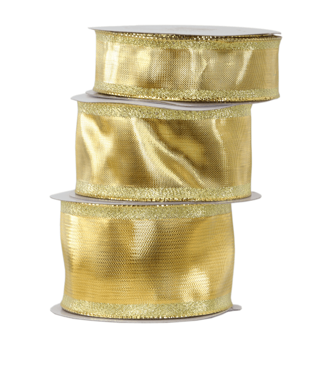 Wstążka metalizowana z drutem, 38mm/9mb, złota