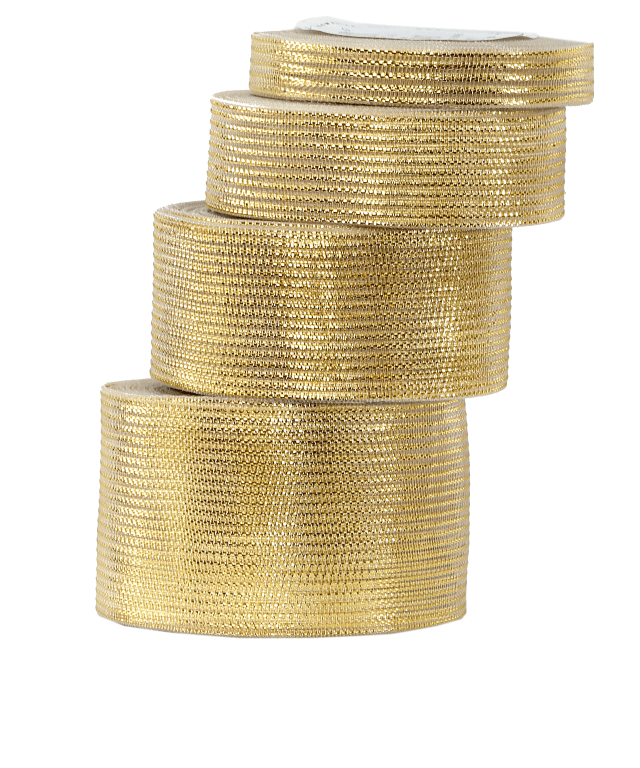 Wstążka w paski metalizowane, 38mm/18mb, złota