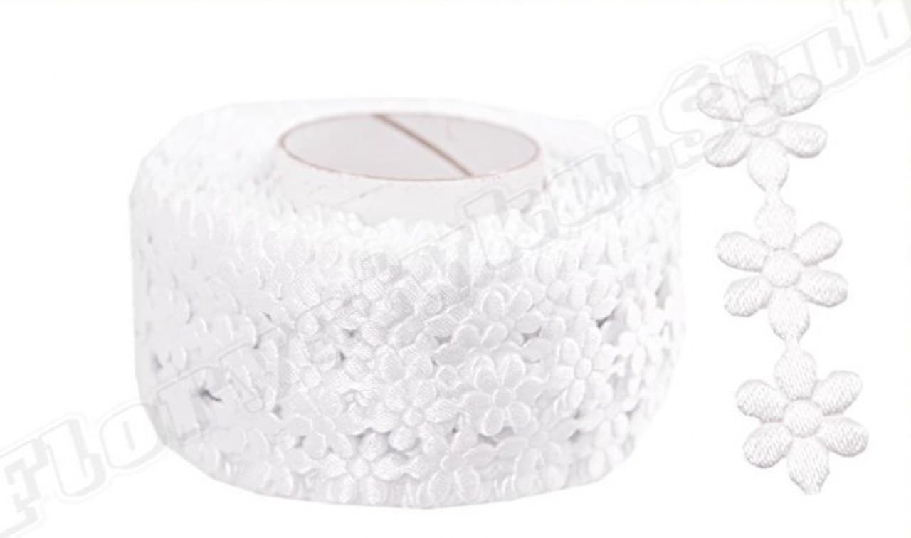 Aplikacje kwiatek pełny mały biały 1mb