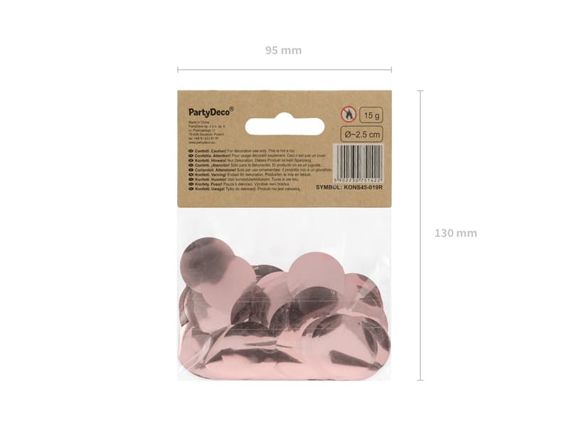 Konfetti duże koła, Rose Gold 15g/1op 