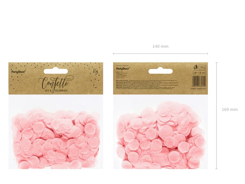 Konfetti Kółka papierowe, różowe 15g/1op