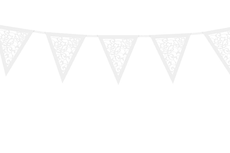 Girlanda Flagietki, biała wzorzysta 19,5cmx3m