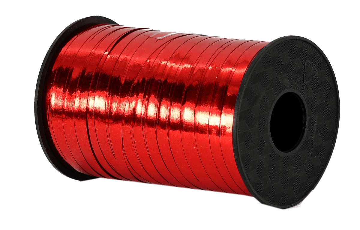 Wstążka plastikowa PP 0,5cm/225mb, czerwona metal