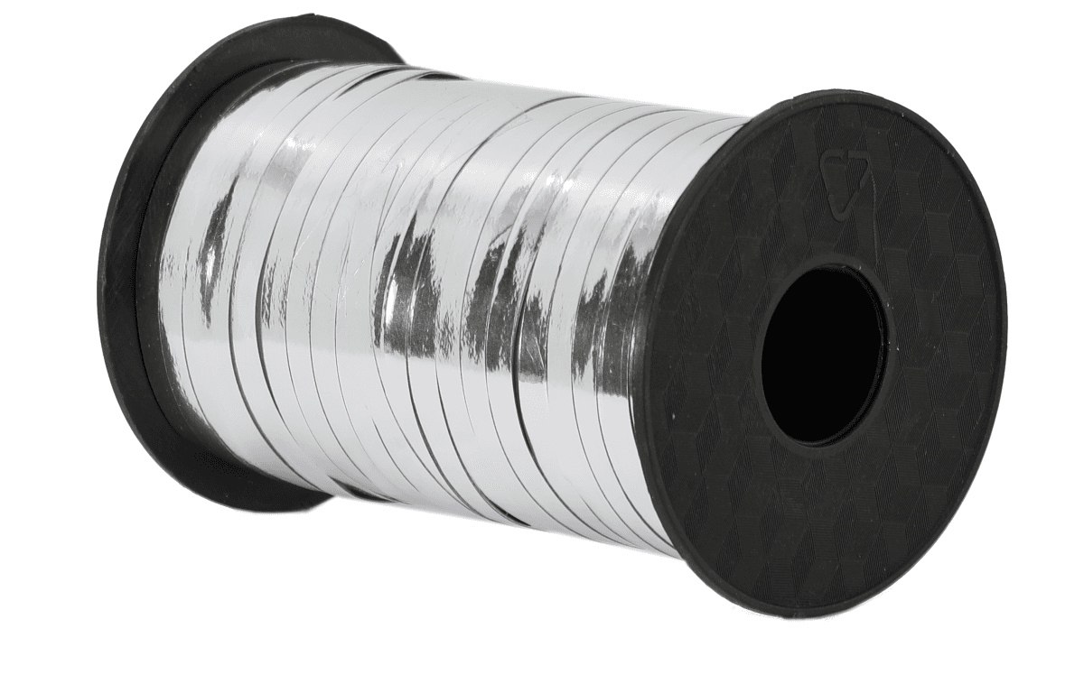 Wstążka plastikowa PP 0,5cm/225mb, srebrna metal