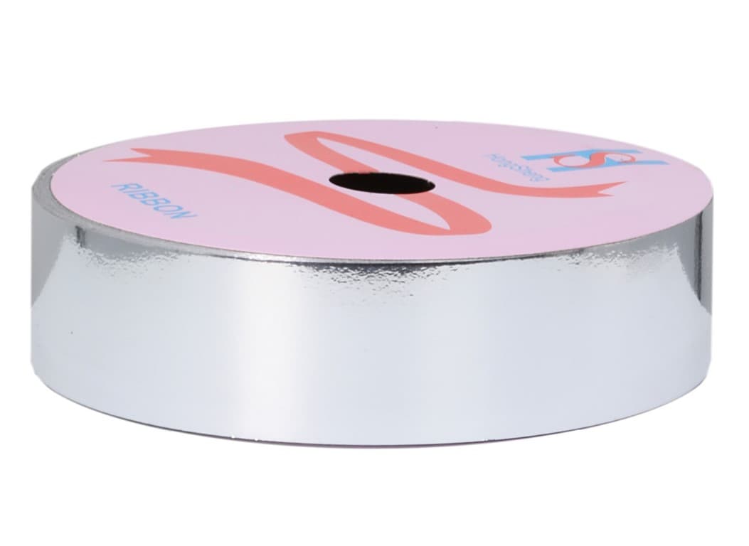 Wstążka plastikowa PP 3cm/22mb, srebrna metal