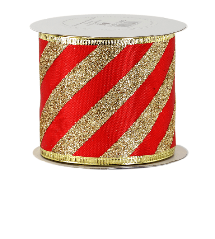 Wstążka satynowa z brokatem 63mm/5y, wzór 2