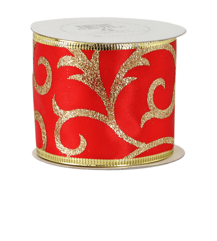 Wstążka satynowa z brokatem 63mm/5y, wzór 4