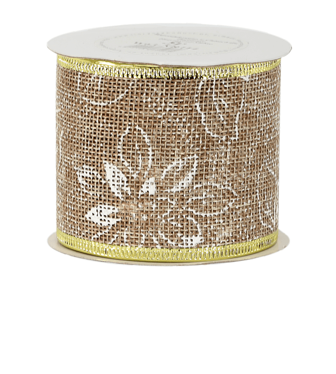 Wstążka jutowa z brokatem 63mm/5y, wzór 114