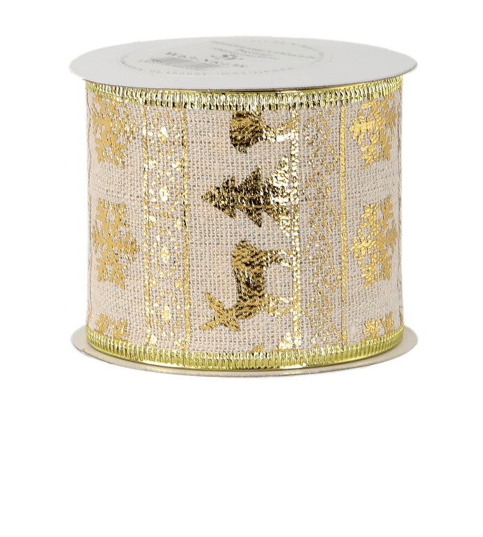 Wstążka jutowa z brokatem 63mm/5y, wzór 138