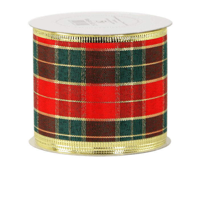 Wstążka szkocka krata z brokatem 63mm/5y, wzór 132
