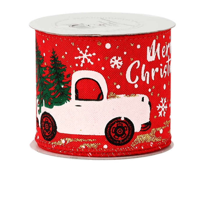 Wstążka jutowa CARS z brokatem 63mm/5y, czerwona