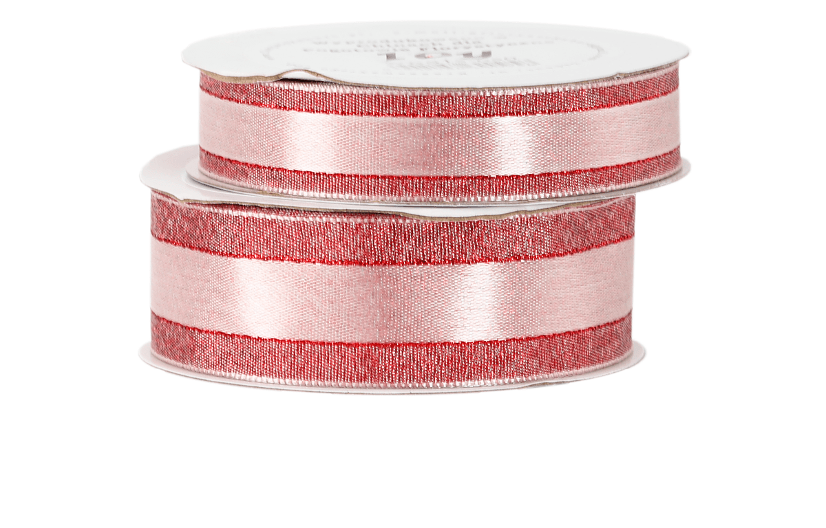 Wstążka satyna/pasek brokat 15mm/9mb, czerwona