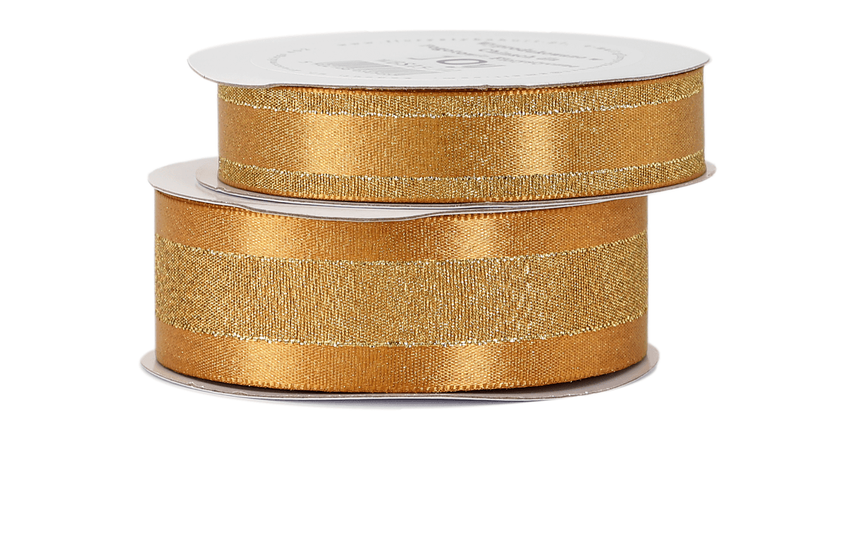 Wstążka satyna/pasek brokat 25mm/9mb, stare złoto