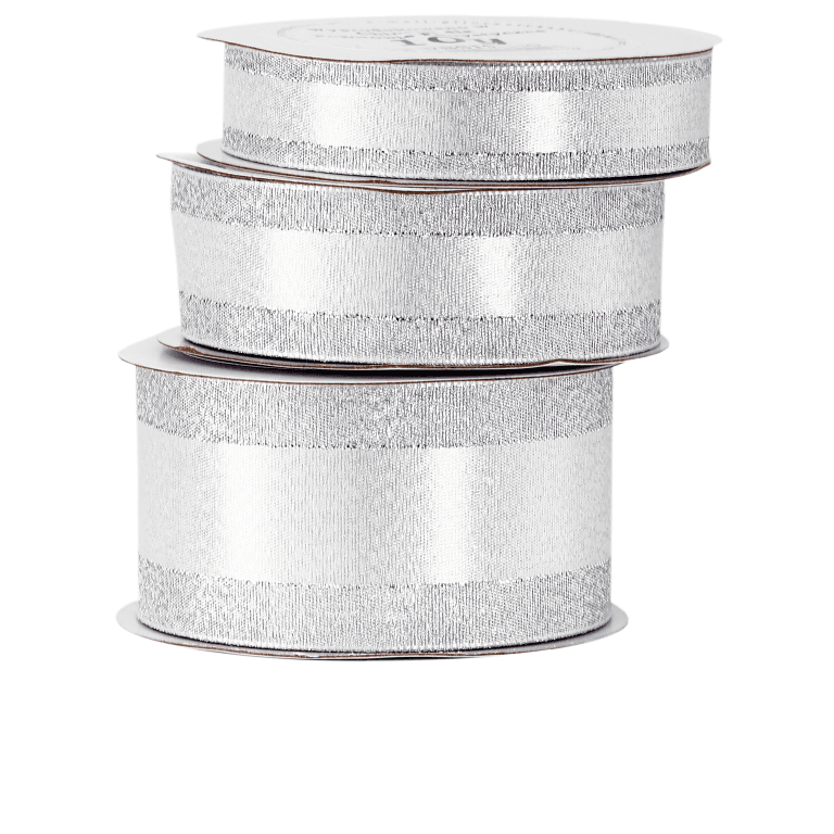 Wstążka satyna/pasek brokat 38mm/9mb, srebrna