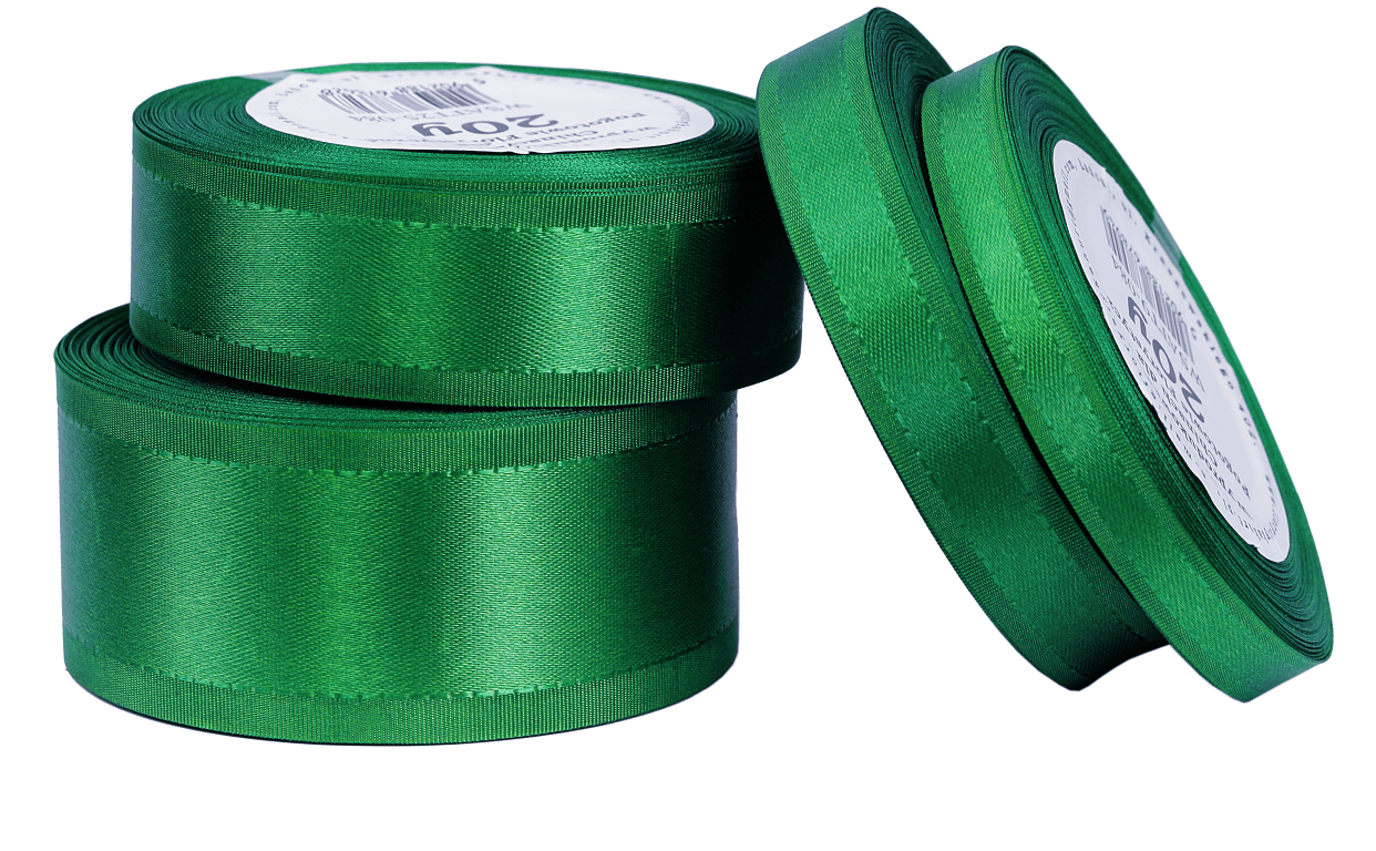 Wstążka z paskami satyna/tafta 15mm/20y, zielona