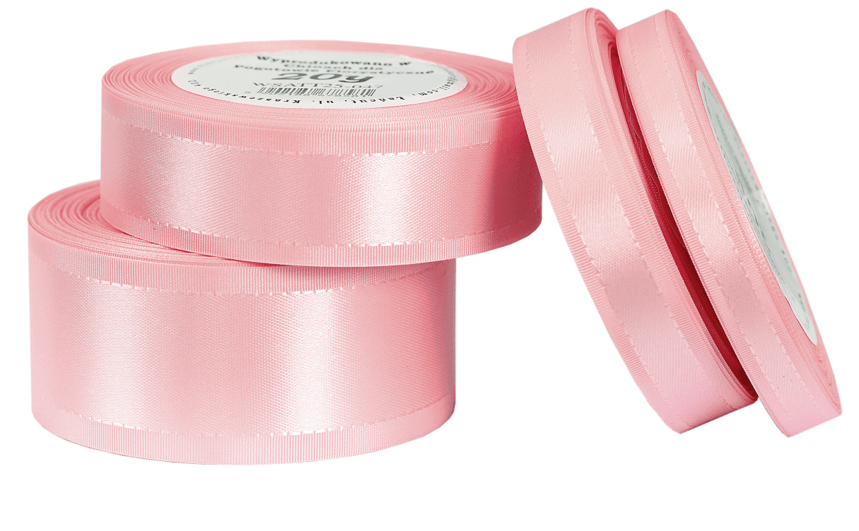 Wstążka z paskami satyna/tafta 38mm/20y, jasny róż