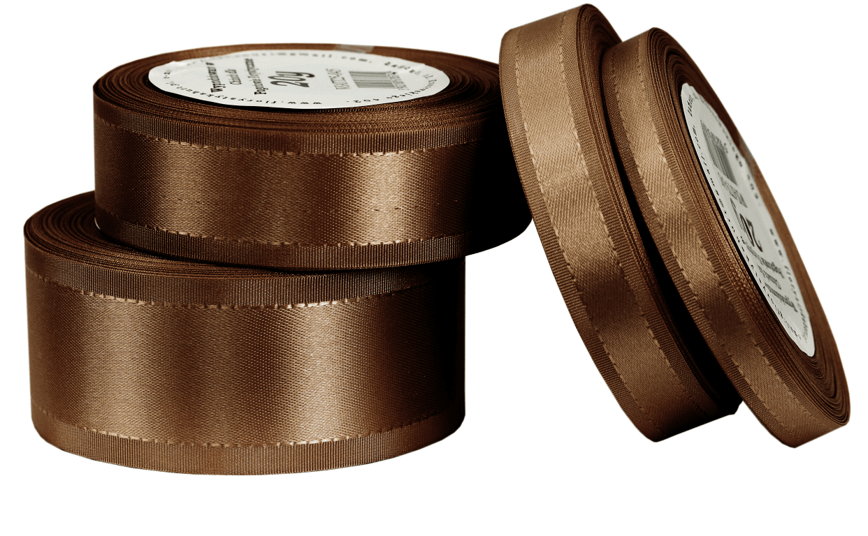 Wstążka z paskami satyna/tafta 38mm/20y, brązowa