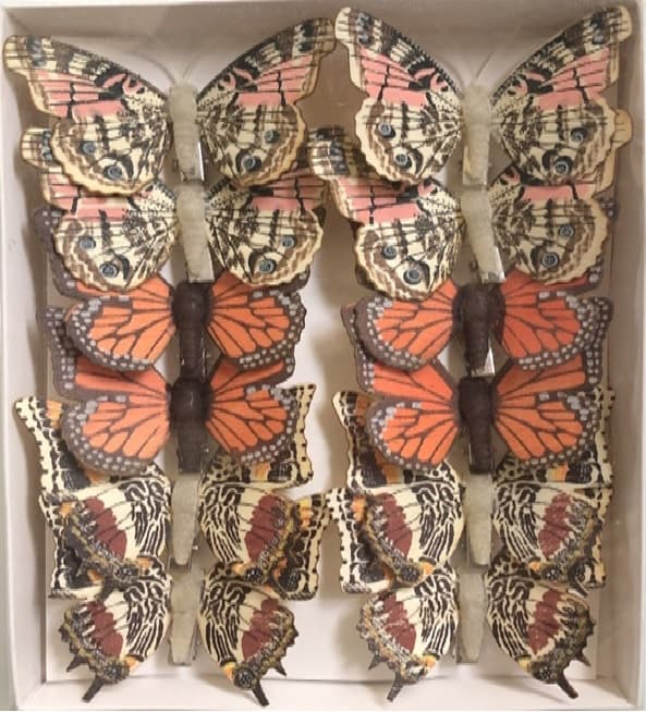 Sztuczne kolorowe motyle szer. 7cm, 12szt.