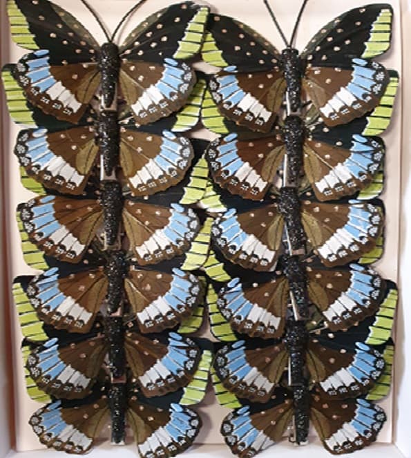 Sztuczne kolorowe motyle szer. 7cm, 12szt.