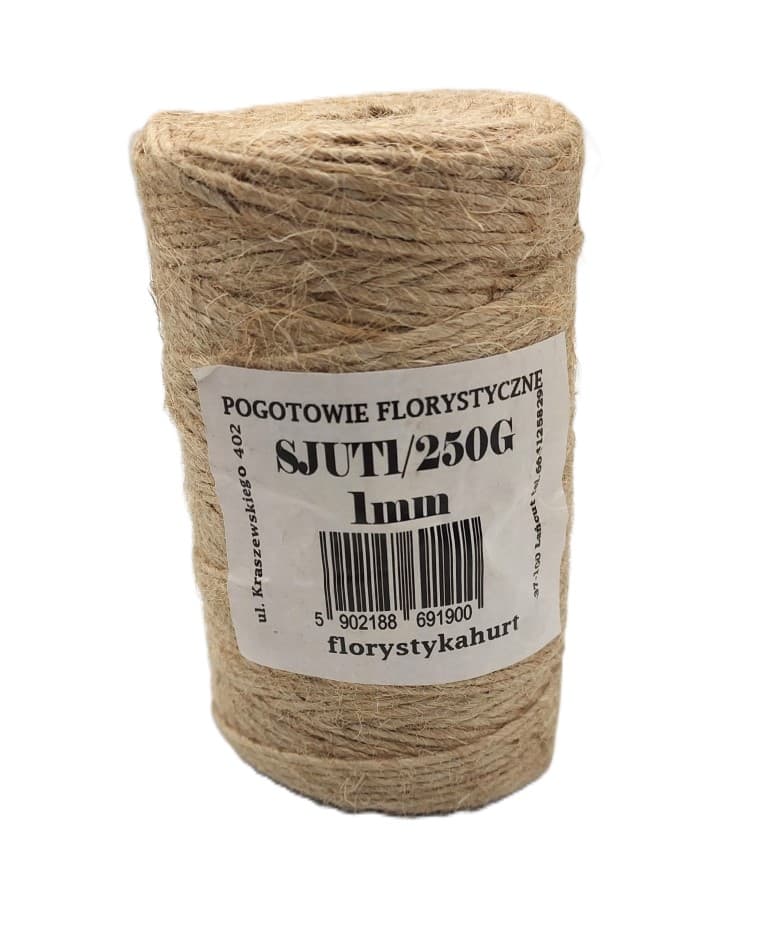 Sznurek jutowy, śr 1mm/207mb/250 gram, naturalny