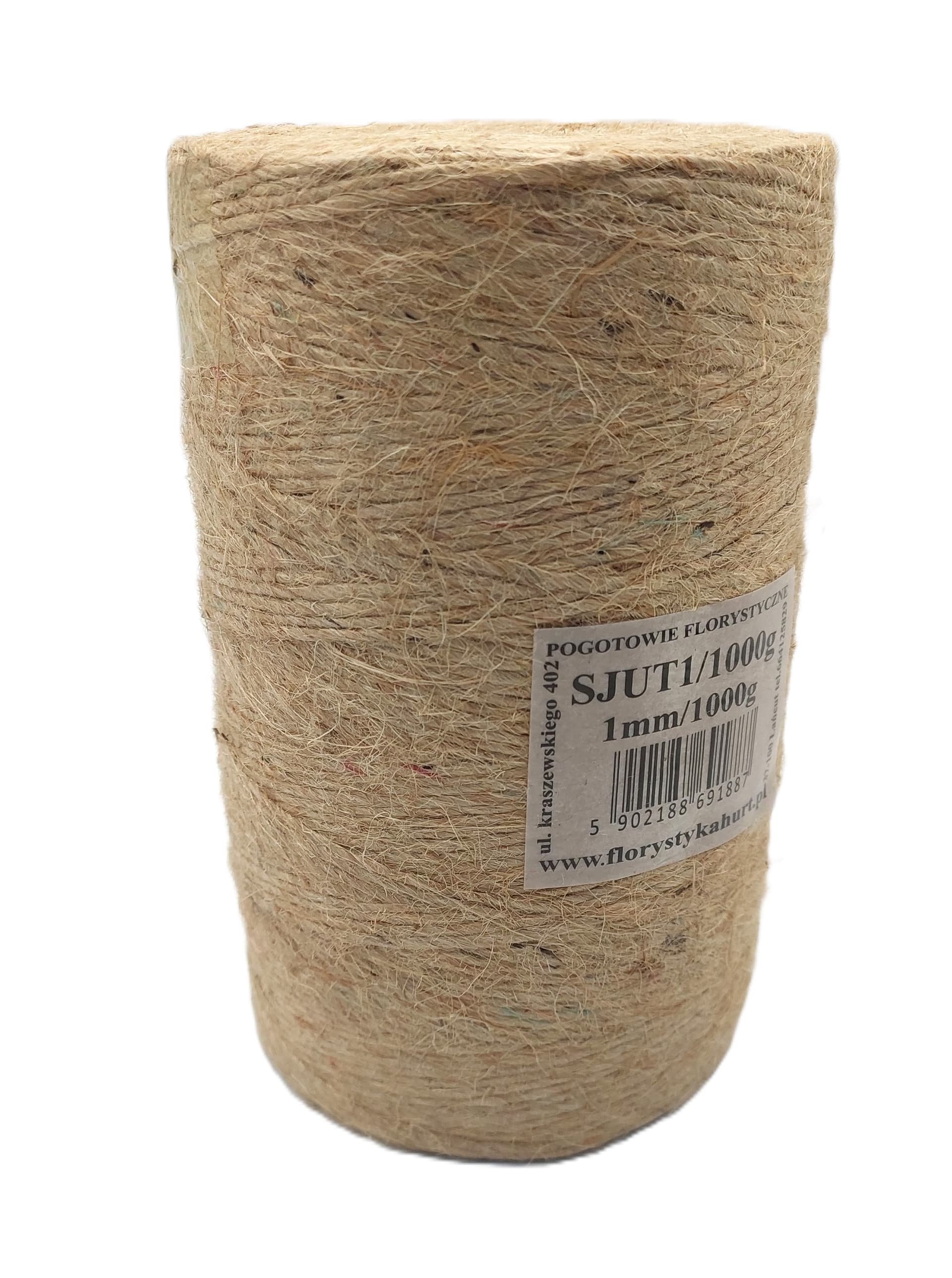 Sznurek jutowy, śr 1mm/828mb/1000 gram, naturalny