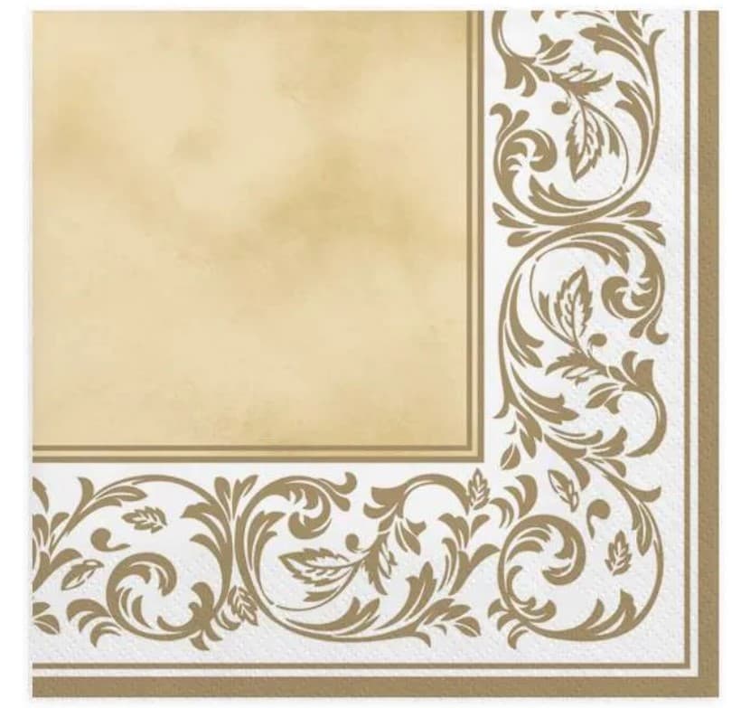 Serwetki Ramki, 33x33cm, 20szt. biało-złote