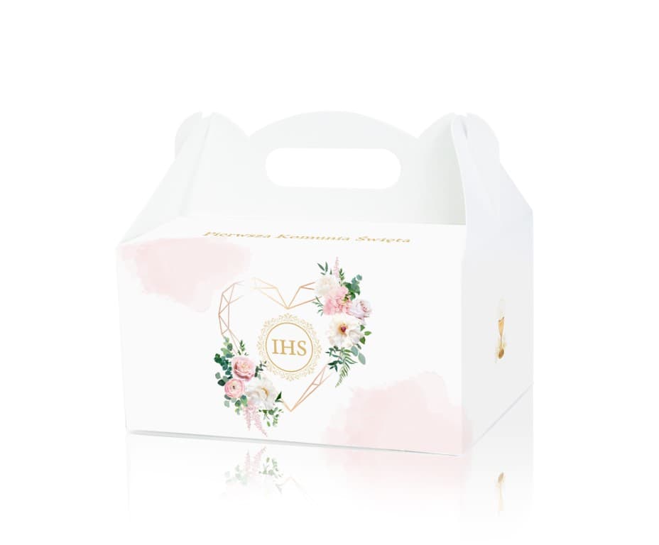 Pudełko komunijne na ciasto 9x14x19, różowe
