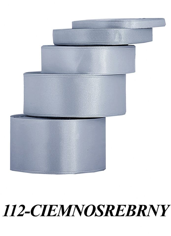 Wstążka satynowa 12mm/32mb, ciemnosrebrna