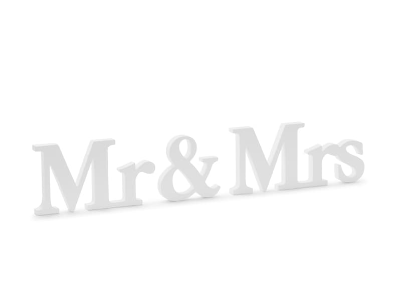 Napis Mr & Mrs drewniany biały 17x9,5 cm