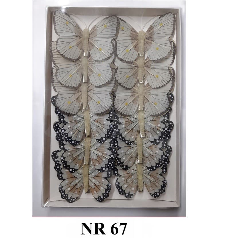 Sztuczne kolorowe motyle szer. 7cm, 12szt.