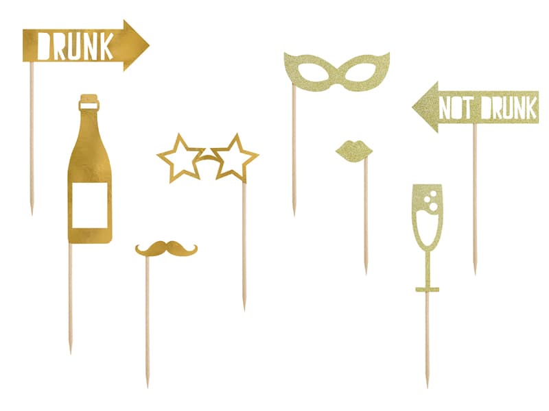 Gadżety do zdjęć Let's Celebrate,złote,1op./8szt