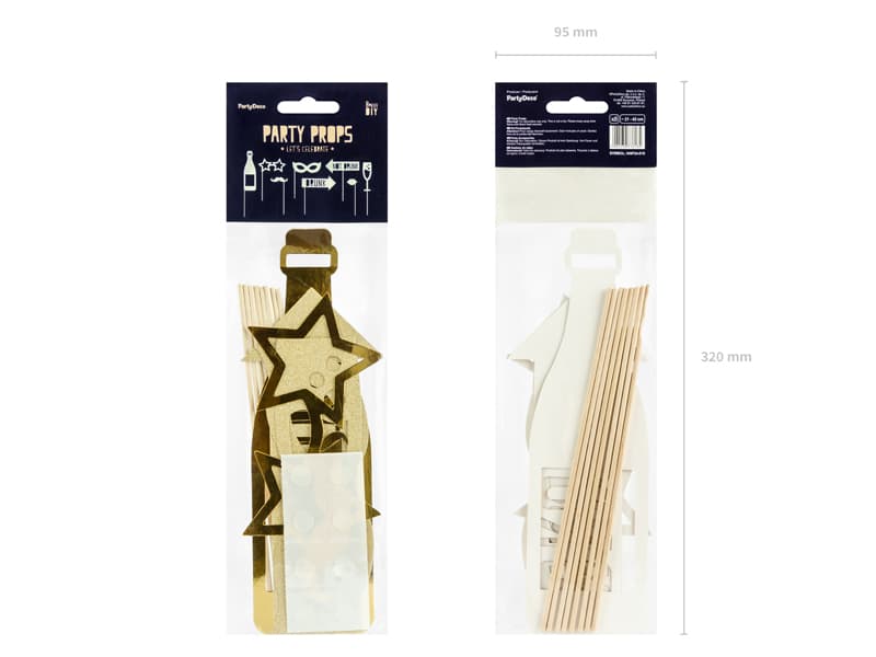 Gadżety do zdjęć Let's Celebrate,złote,1op./8szt