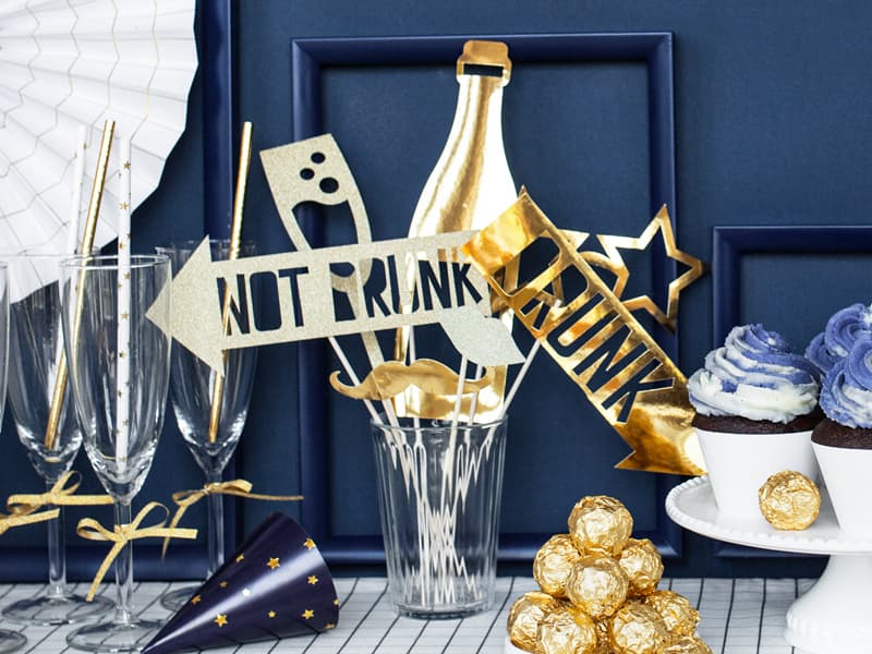 Gadżety do zdjęć Let's Celebrate,złote,1op./8szt