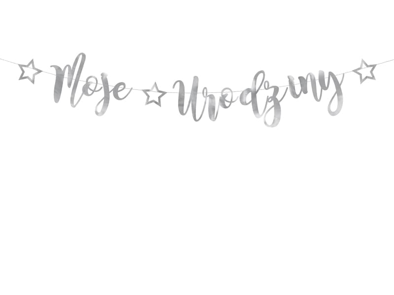 Baner Moje Urodziny srebrny 16,5x90cm 1op/1szt