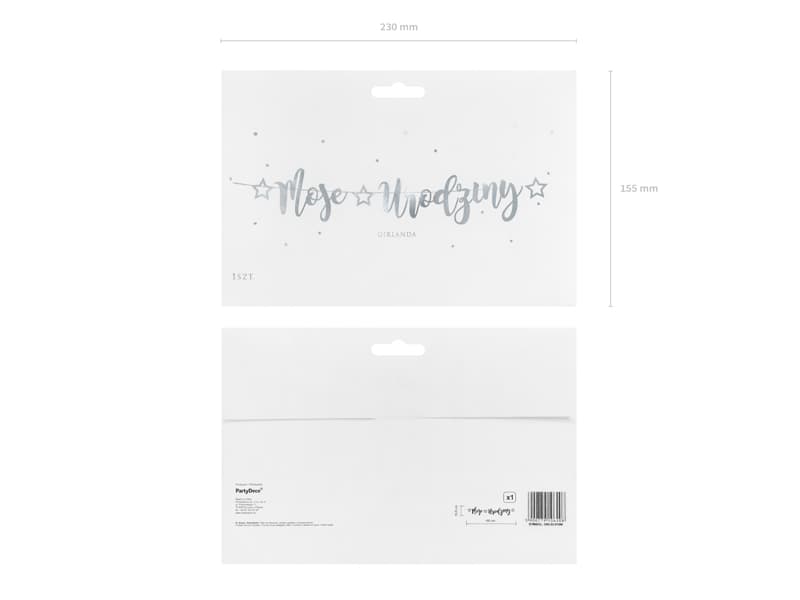 Baner Moje Urodziny srebrny 16,5x90cm 1op/1szt