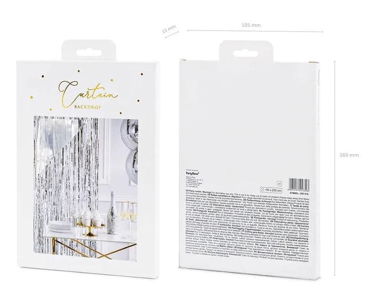 Kurtyna Party, srebrna 90x250cm