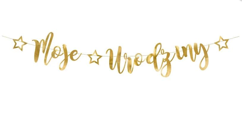 Baner Moje Urodziny złote 16,5x90cm 1op/1szt