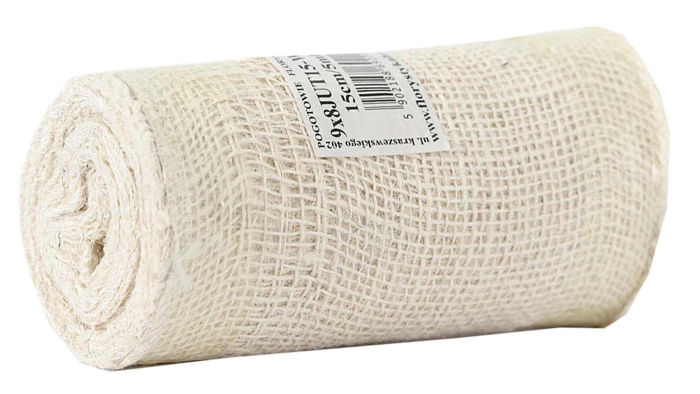 Juta obszywana, 9x8,15cm/5mb, 260g/m2, wybielana