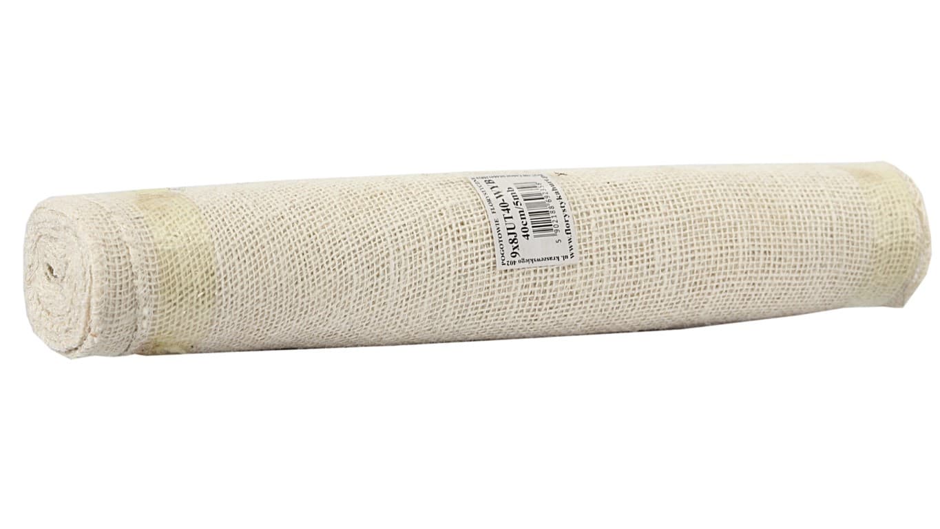 Juta obszywana, 9x8,40cm/5mb, 260g/m2, wybielana