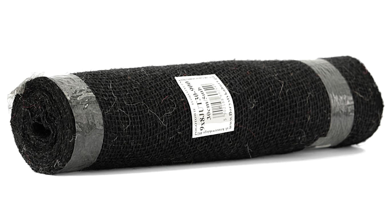 Juta obszywana, 9x8,30cm/5mb, 260g/m2, czarna