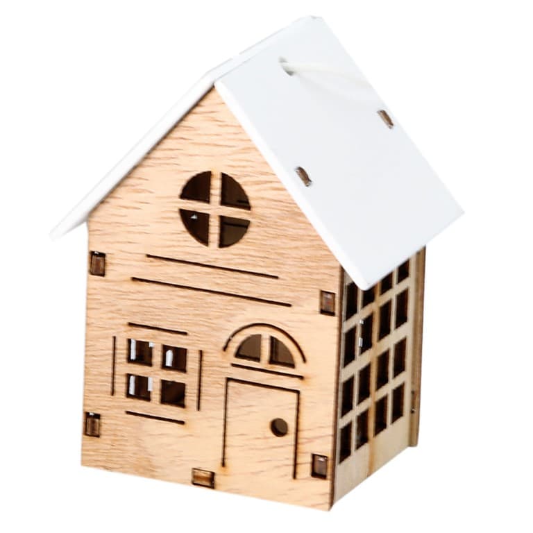 Zawieszka domek drewnian mały b/brąz 3D 4x4,5x6cm