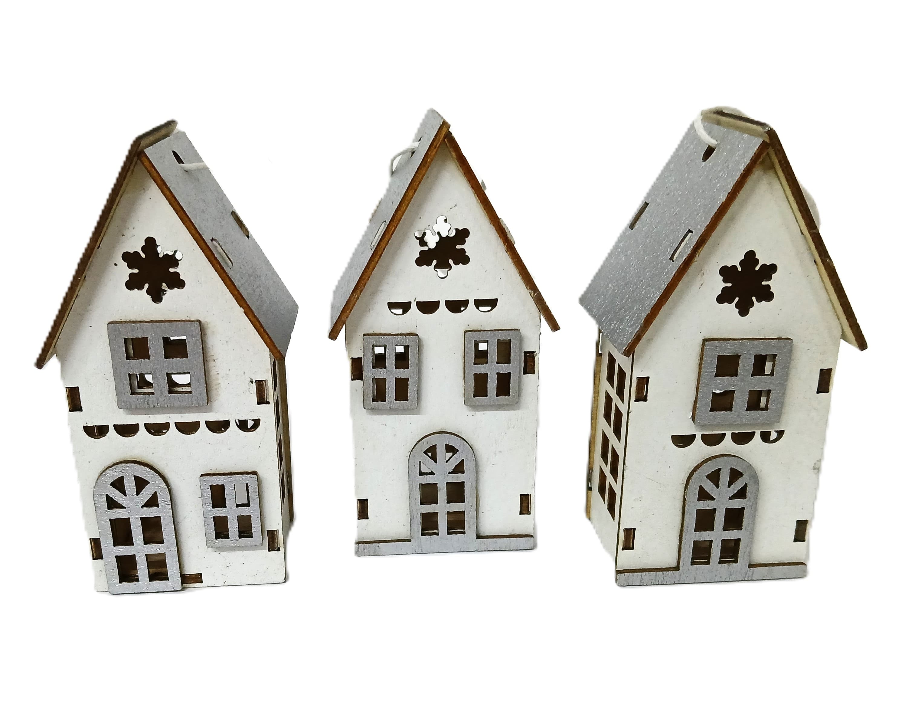 Zawieszka dom wysoki srebrny dach 2,5x3x8cm/3szt 