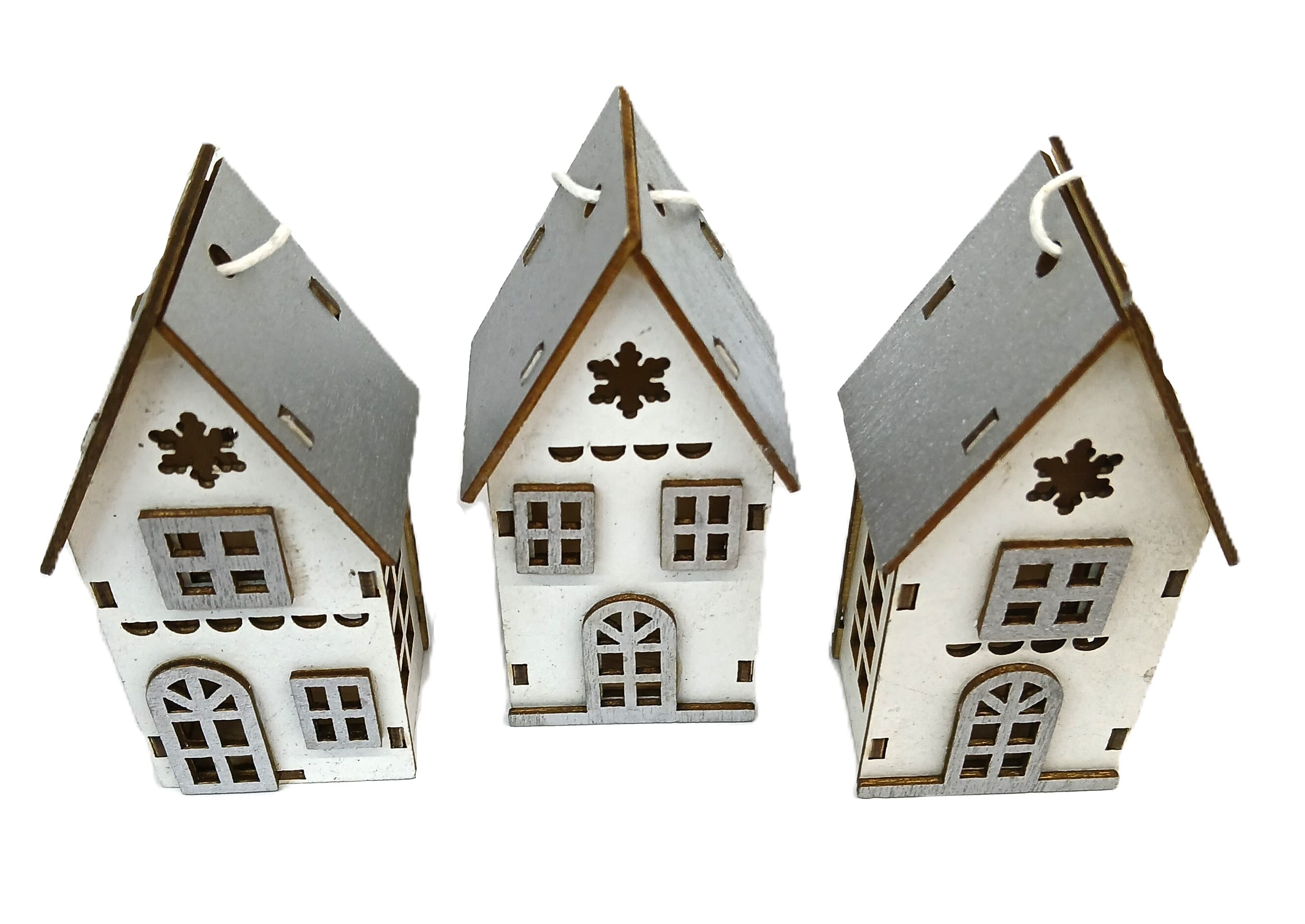 Zawieszka dom wysoki srebrny dach 2,5x3x8cm/3szt 