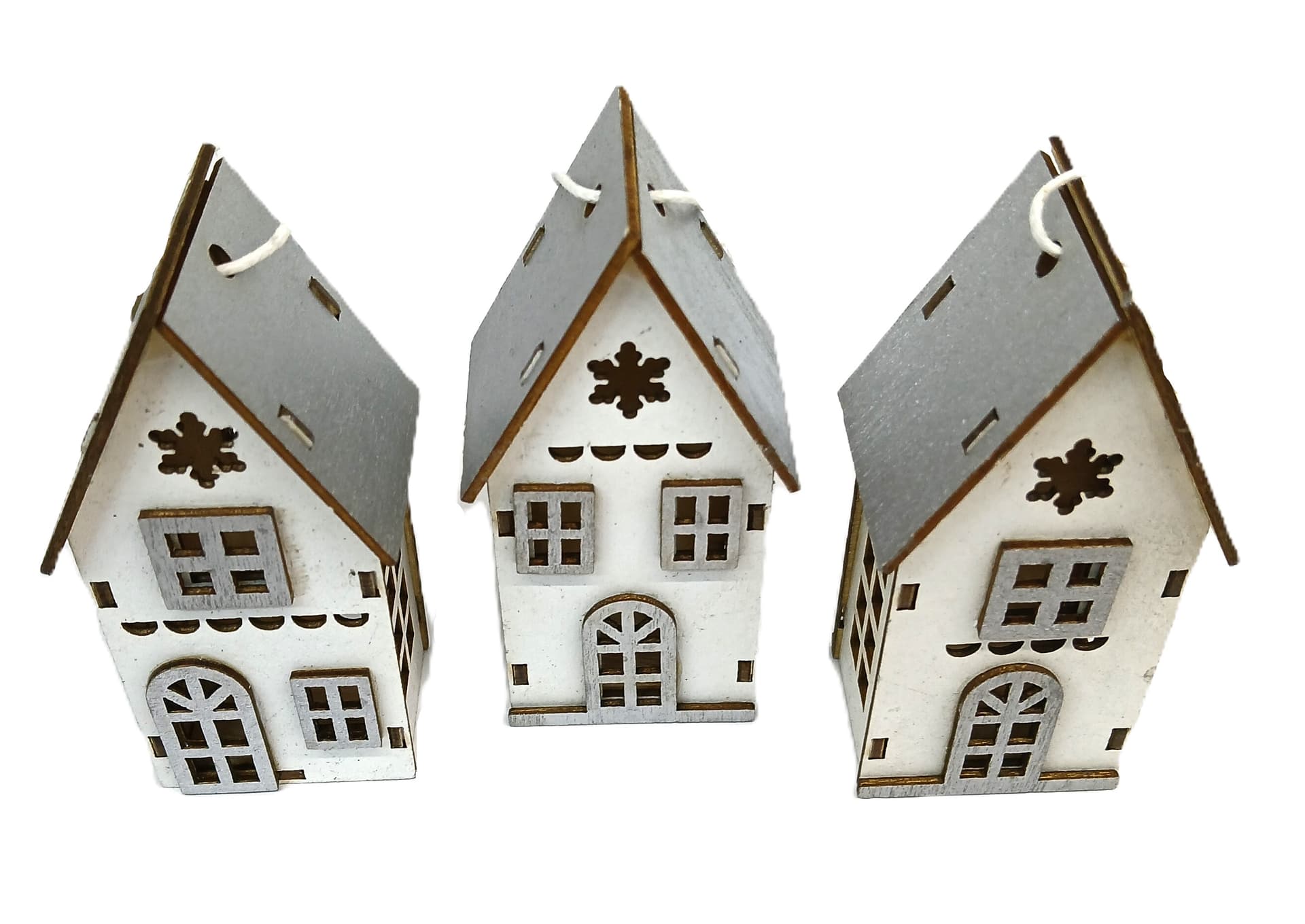 Zawieszka dom wysoki srebrny dach 2,5x3x8cm/3szt 